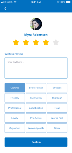 mobile app review screen