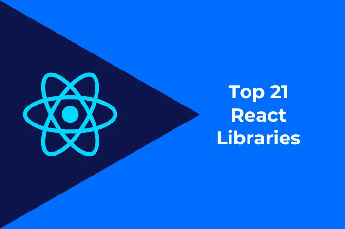 React logo with text top 21 react libraries