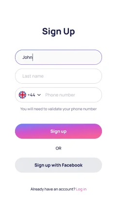 Sign Up app Screen